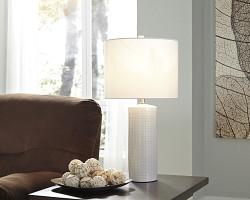  																			Steuben White Ceramic Table Lamp
																		 